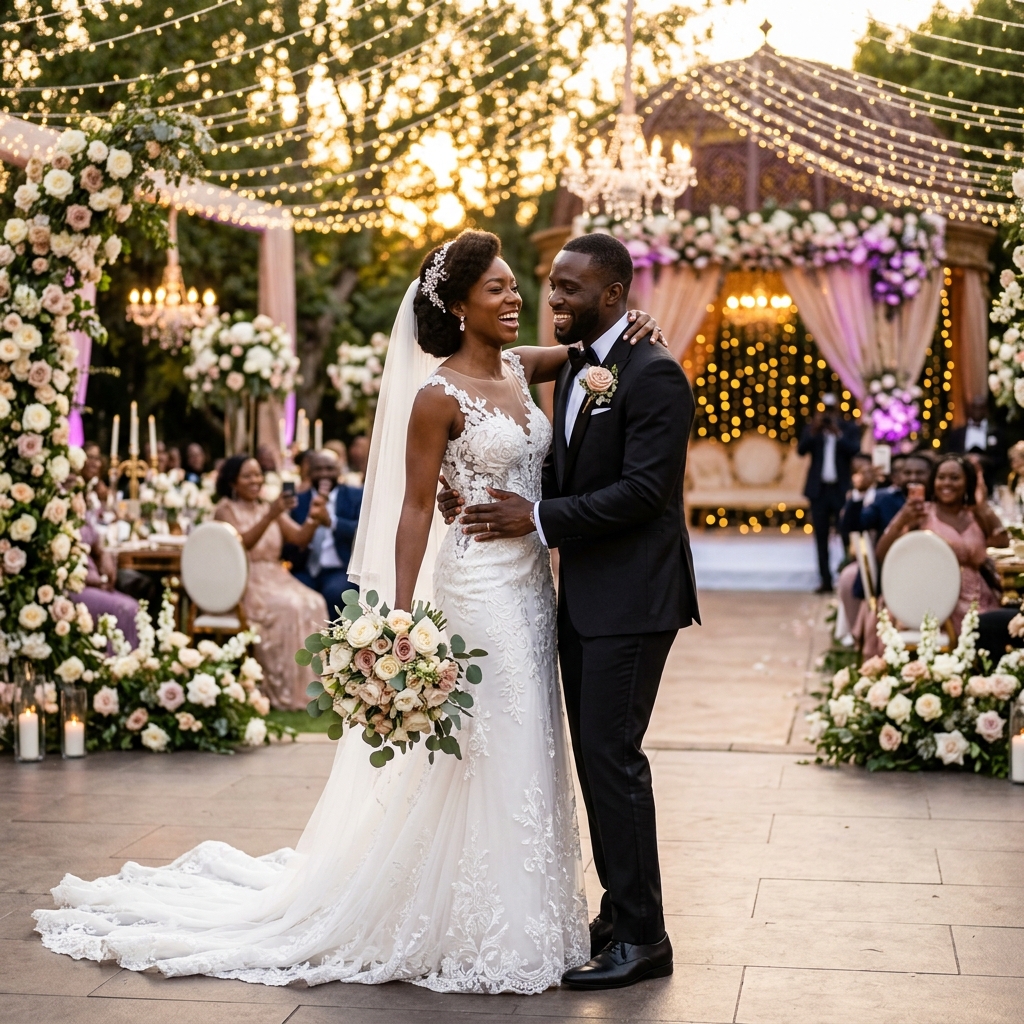 Outdoor Wedding Canopy & Couple
